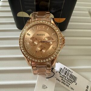 Fossil Rose Gold Crystal-Accent Women's Chronograph Watch